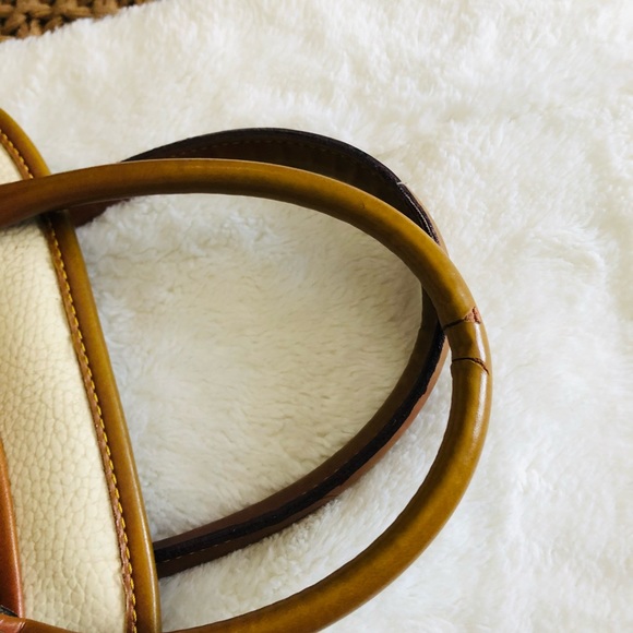 Vintage Dooney and Bourke Domed Satchel, Off White & Tan handbag - Picture 5 of 10